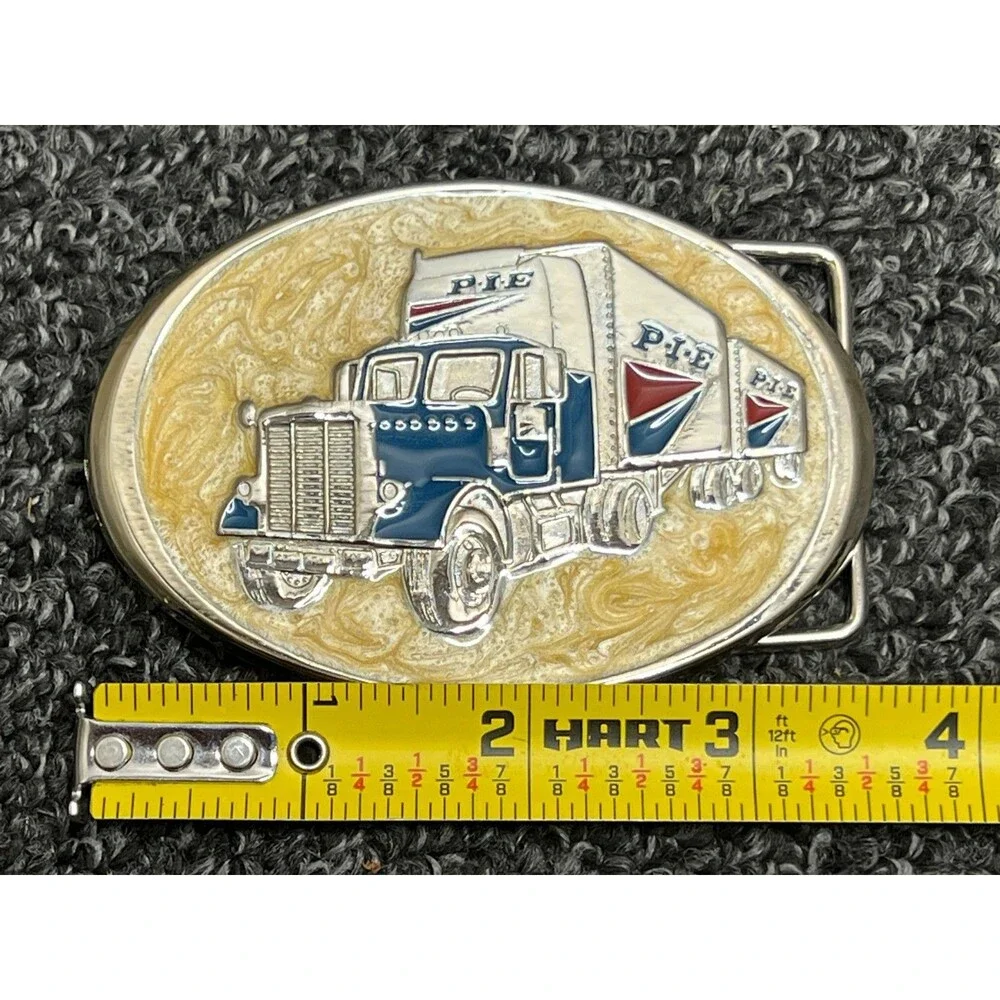 Vintage P.I.E. Nationwide Oval Belt Buckle Semi Drivers Big Rig 18 Wheeler Retro